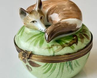 Limoges hand painted fox trinket box
