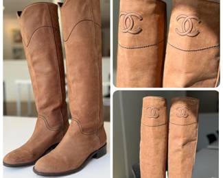 Chanel nubuck riding boots
