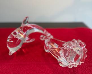 Steuben and Sadaki crystal figurines