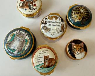 Halcyon Days cat trinket boxes