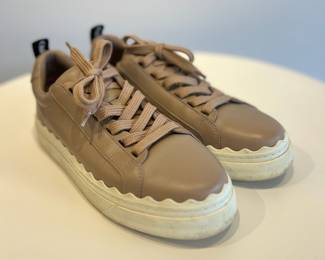 Chloe leather scallop accent sneakers