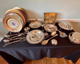 Chargers and silver plate accessory pieces