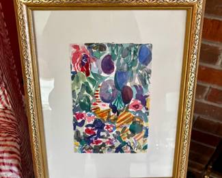 Framed impressionist style botanical 