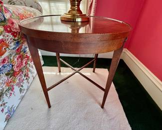 Georgian mahogany side table with cross stretcher base