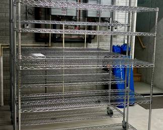 Metal selving two on wheels one stationary