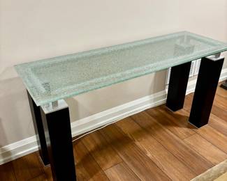 Console table with crackled glass top