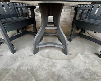 Table base on composite outdoor furniture made by the Amish