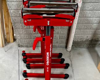 WORKPRO Folding roller stands supports up to 250lbs. Fully adjustable