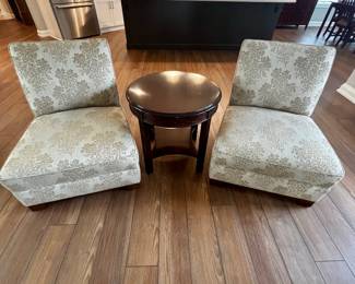 Pair of airmless chairs-beautiful fabric very neutral