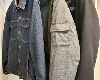 Duluth Trading Co jean jacket, LL Bean Men's winter outwear jacket fur collar on hood, Women's winter coat 