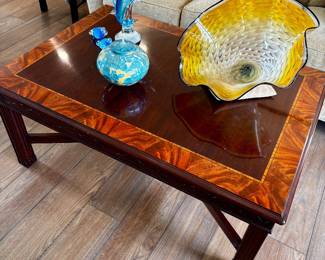 QUALITY HENKEL coffee table with burled wood edge Pristine
