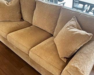Stickley sofa 3 cushion seat rolled arm neutral fabric