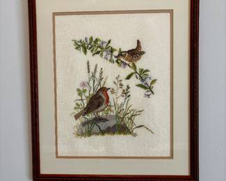 Counted cross stitch wall art matted and under glass