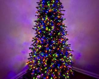 9 foot tree changes between multi color and warm whitev