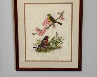 Counted cross stitch framed wall art matted and glassed