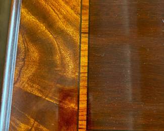 Details of burled wood edge on Henkel Harris coffee table