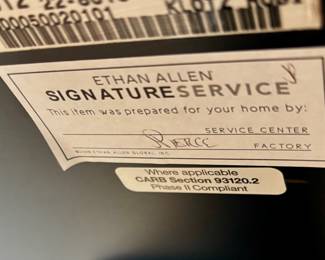 Ethan Allen Furniture label