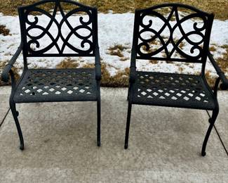 Set of two iron patio chairs