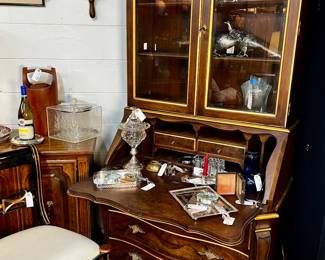 Vintage Secretary by Karges, Regency-Style Side Chair by Maitland Smith 