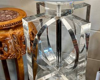 Vintage Acrylic Table Lamp, assorted pedestal tables/plant stands