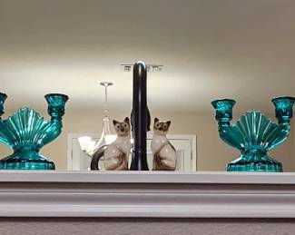 Depression Glass Candle Holders 