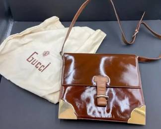 Brown Patent Leather VVintage Gucci