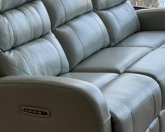 light blue reclining couch, furniture