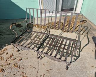 This four piece wrought iron patio set comes with the cushions $200 for everything
