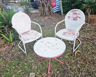 1950s/60's metal patio table chairs set $100
