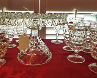 FOSTORIA "AMERICAN" CAKE STAND WITH RUM WELL, STEMWARE