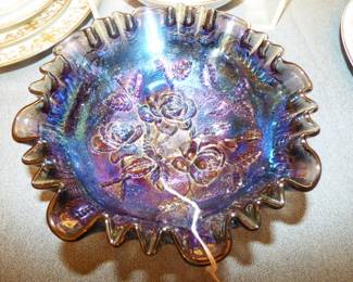 AMETHYST CARNIVAL GLASS BOWL IMPERIAL GLASS MARK