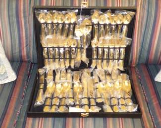 GOLD PLATED FLATWARE IN CASE