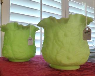 FENTON GREEN POPPY VASES