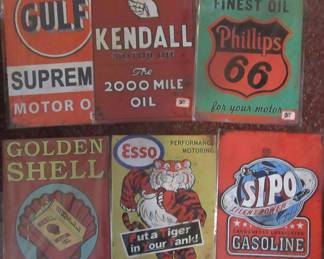 Modern (new) gas and oil metal signs for man cave.
