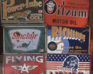 New gas and oil metal signs for your man cave.