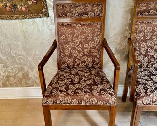 Davis Furniture dining chairs, two arm and four side.