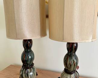 Pair Currey & Co Kolor Earth table lamps.