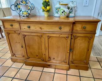 Pine breakfront sideboard.