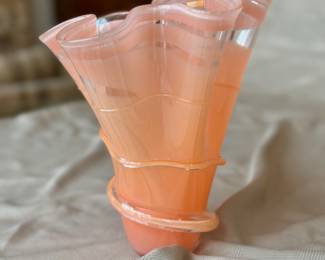 Peachy orange free form handkerchief vase.