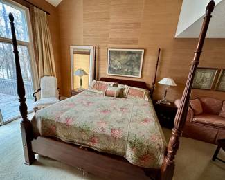 Vintage master bedroom furniture including four-poster king bed and other pieces made by Link-Taylor.