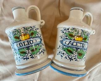 Italian Cestenoli oil and vinegar jugs.