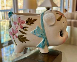 Ceramic pig planter.