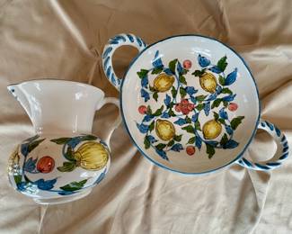 Italian "Limoni Positano" bowl and pitcher.