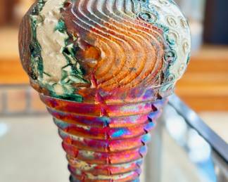 Bruce Odell raku pottery vase.