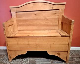 Pine storage bench.