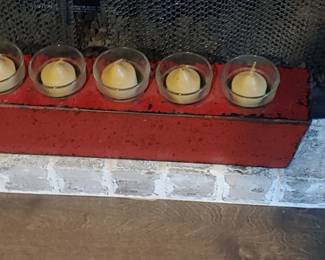 Six Candles in wood holder