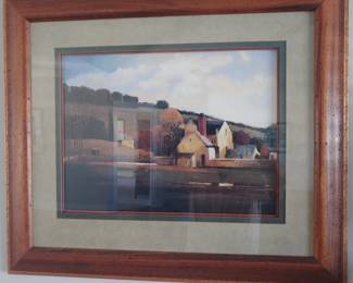 Triple matted/ framed Countryside with house picture