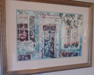 Matted framed watercolor by Alice Stewart numbered 756/1000