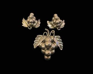 Taxco 925 silver brooch/earring set