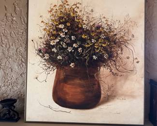 $380. Oil painting "Flowers and Weeds" by Karen Crabb. 28.5" x 36"